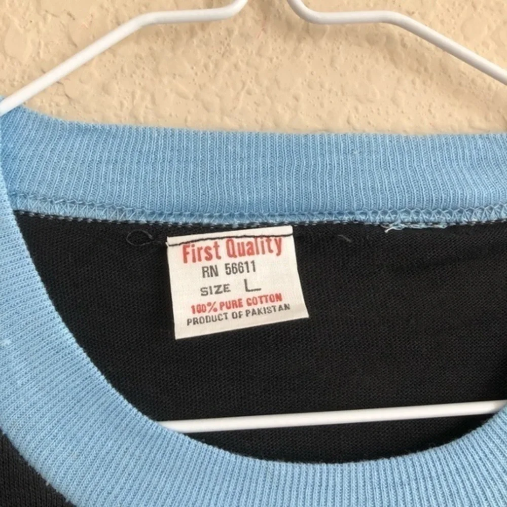 Vintage 1974 Golfer Iron-On On Blue & Black Raglan Baseball T-Shirt Tee Golf